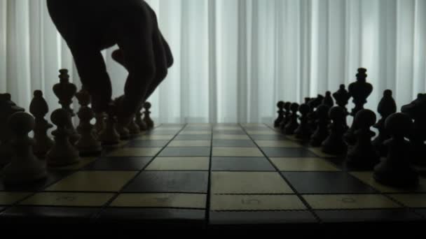 Стратегічна Концепція Шахової Настільної Гри Макро Лялька Рухається Вперед — стокове відео
