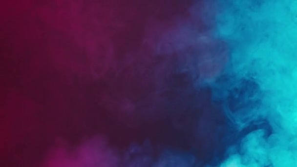 Absztrakt Kék Rózsaszín Füst Mozog Fekete Alapon Neon Fényben Gördülő — Stock videók