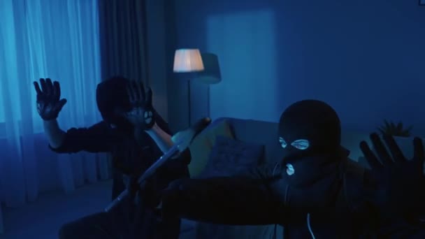 Video Two Burglars Intruders Being Caught Red Handed House Policeman — Stock Video