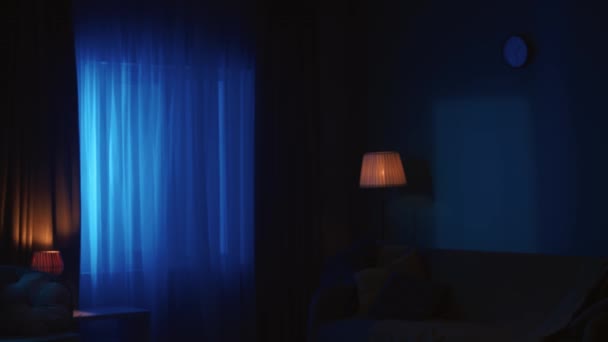 Ainda Vídeo Apartamento Casa Apartamento Noite Carro Polícia Luzes Ambulância — Vídeo de Stock