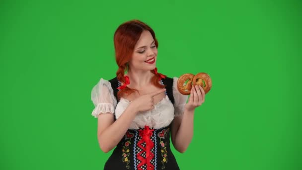 Medium Green Screen Isolated Chroma Key Video Young German Woman — Stock Video