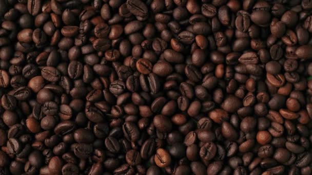 Closeup Shot Small Hole Blown Wind Many Brown Coffee Beans — Stock Video