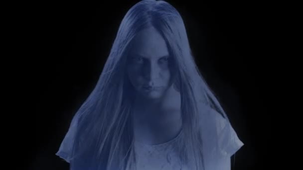 Medium Video Glowing Female Woman Figure Ghost Poltergeist Pulling Her — Stock Video