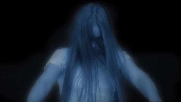 Medium Video Glowing Female Woman Figure Ghost Poltergeist Pulling Her — Stock Video