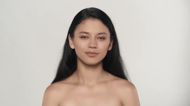 Έννοια Διαφήμισης Ομορφιάς Και Περιποίησης Δέρματος Κοντινό Πλάνο Του Όμορφου — Αρχείο Βίντεο