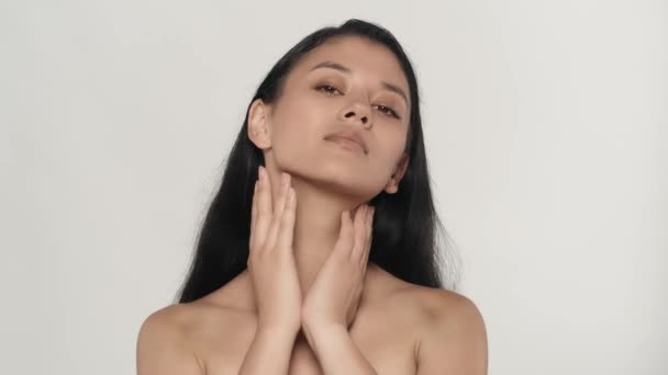 Beauty Skincare Creative Concept Close Studio Shot Beautiful Female Model — Stock Video