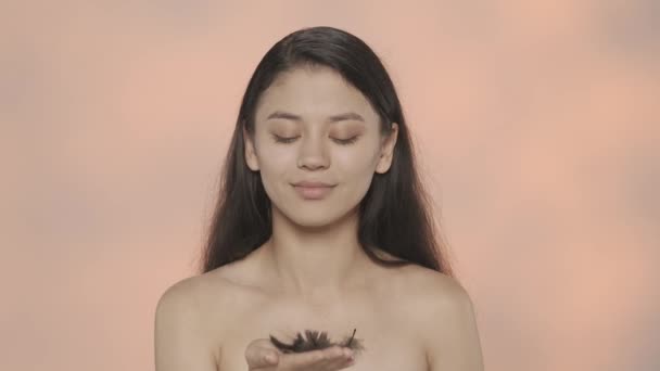 Beauty Skincare Advertisement Concept Closeup Studio Shot Beautiful Female Model — Stock Video