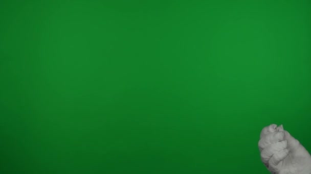 Деталь Зеленого Экрана Изолированные Хрома Ключ Видео Захвата Мумии Рука — стоковое видео