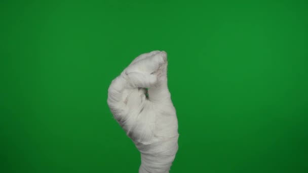 Detalhe Tela Verde Isolado Chroma Key Vídeo Capturando Múmias Mão — Vídeo de Stock