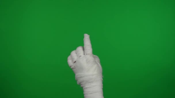 Detalj Grön Skärm Isolerad Chroma Nyckel Video Fånga Mummys Hand — Stockvideo