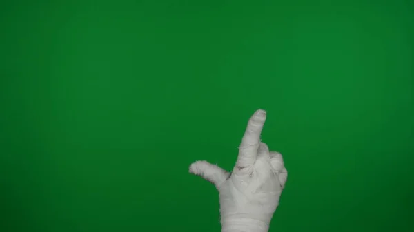 Detail Green Screen Isolated Chroma Key Video Capturing Mummys Hand — Stock Photo, Image