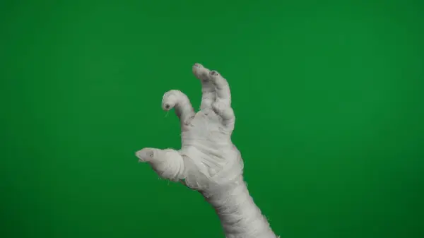 Szczegóły Zielony Ekran Odizolowany Chroma Klucz Zdjęcie Przechwytywanie Mumii Ręka — Zdjęcie stockowe