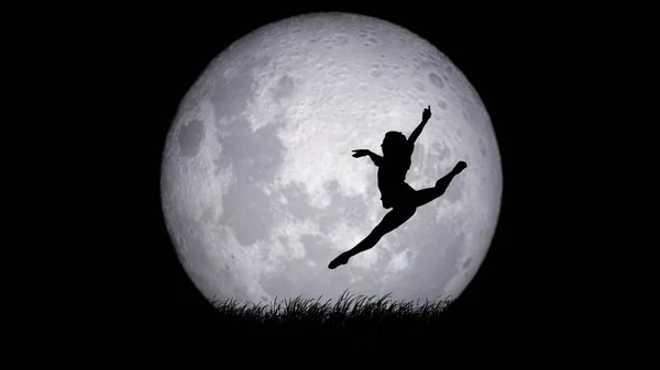 Ballet Full Moon Background Art Concept Retrato Belo Dançarino Masculino — Fotografia de Stock