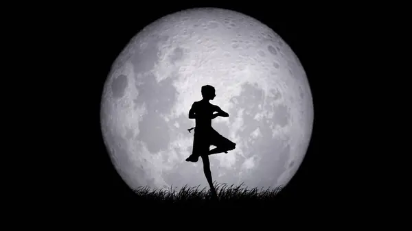 Ballet Full Moon Background Art Concept Retrato Artista Dança Profissional — Fotografia de Stock