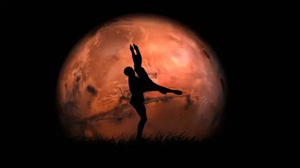 Ballet Full Moon Background Art Concept Retrato Dançarinos Profissionais Adultos — Fotografia de Stock