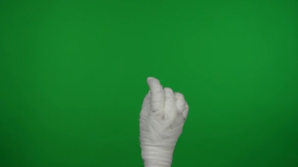 Detail Green Screen Isoliert Chroma Key Video Aufnahme Mumien Hand — Stockvideo