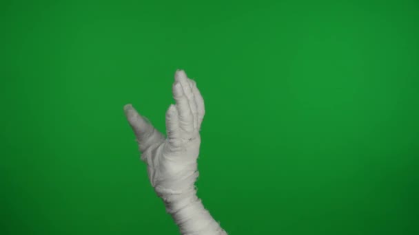 Detail Groen Scherm Geïsoleerde Chroma Key Video Vastleggen Mummys Hand — Stockvideo