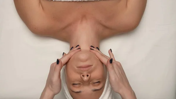 Face Care Wellbeing Advertisement Concept Portrait Woman Beauty Salon Top — Stock Photo, Image