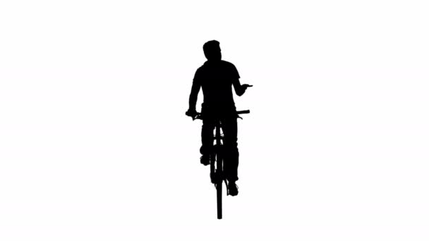 Framsidan Mannen Siluett Casual Kläder Rida Sport Cykel Och Talar — Stockvideo