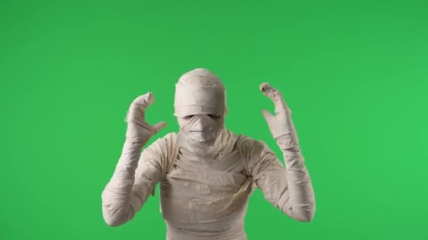 Schermo Verde Isolato Chroma Key Video Cattura Una Mummia Scuotendo — Video Stock