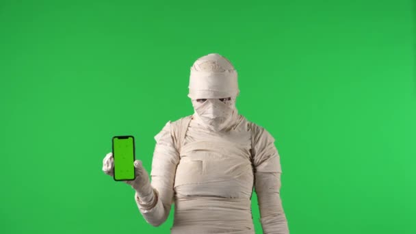 Schermo Verde Isolato Croma Video Chiave Che Cattura Una Mummia — Video Stock