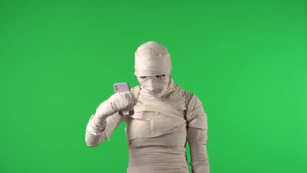 Schermo Verde Isolato Croma Video Chiave Cattura Una Mummia Possesso — Video Stock