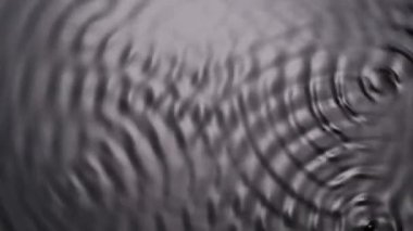 Su ve ses yaratıcı soyut bir kavram. Su yüzeyinin yakın çekim stüdyosu. Tek renkli hafif su yüzeyi, ultra ses titreşimleri altında daireler ve büyük girdaplar yaratıyor, soyut arkaplan.