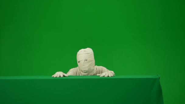 Green Screen Isolated Chroma Key Video Capturing Mummy Rising Green — Stock Video