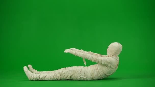 Zielony Ekran Odizolowany Chroma Key Wideo Rejestrujące Mumię Wznoszącą Się — Wideo stockowe