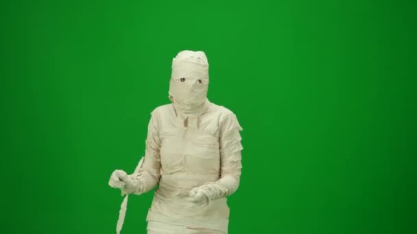 Schermo Verde Isolato Video Chiave Del Croma Catturando Una Mummia — Video Stock