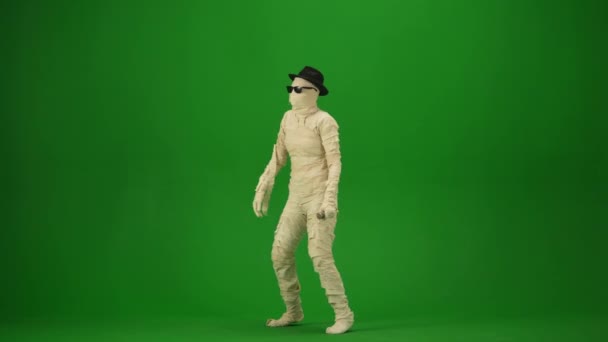 Zielony Ekran Odizolowany Chroma Key Wideo Rejestrujące Mumię Okularach Przeciwsłonecznych — Wideo stockowe
