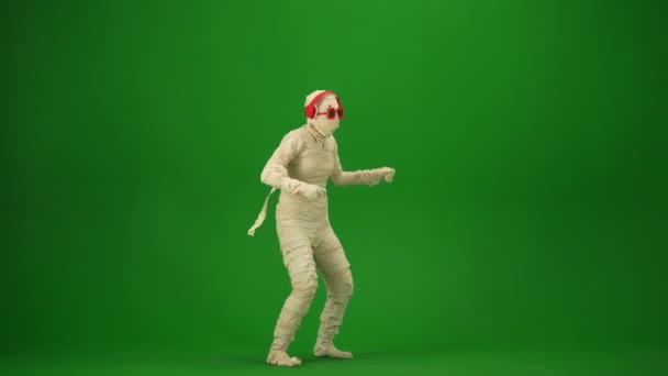 Pantalla Verde Aislado Croma Clave Vídeo Captura Una Momia Con — Vídeo de stock