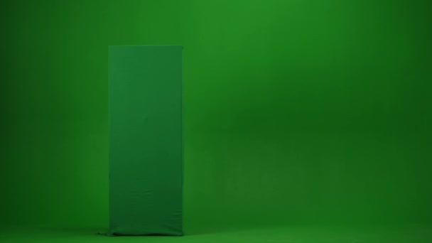 Зеленый Экран Изолировал Хромовую Клавишу Запечатлев Мумию Выглядывающую Зеленого Экрана — стоковое видео
