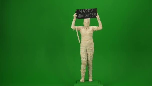 Zielony Ekran Odizolowany Chroma Key Wideo Rejestrujące Mumię Idącą Kierunku — Wideo stockowe