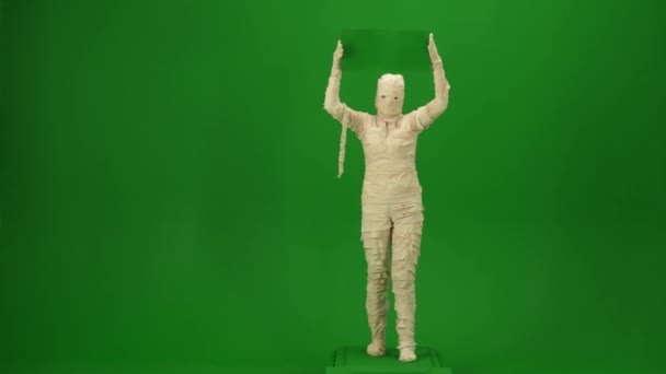 Tela Verde Vídeo Chave Chroma Isolado Capturando Uma Múmia Assustadora — Vídeo de Stock