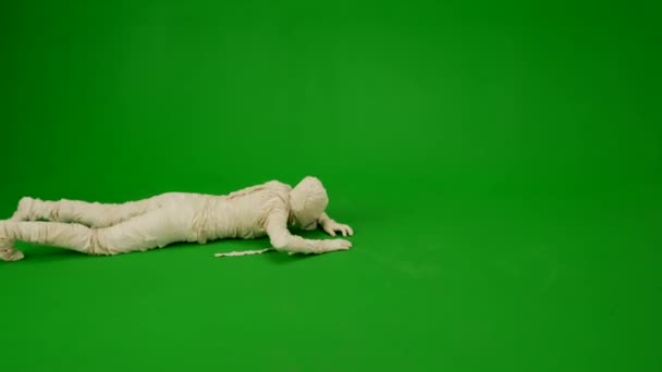 Zielony Ekran Odizolowany Chroma Key Wideo Rejestrujące Mumię Czołgającą Się — Wideo stockowe