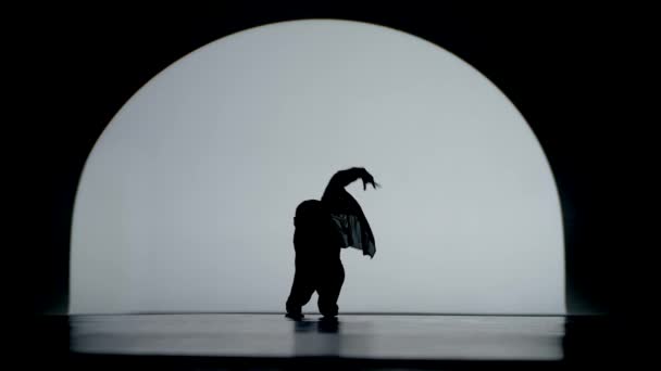 Kontrastierende Silhouette Einer Jungen Frau Die Studio Emotionalen Zeitgenössischen Tanz — Stockvideo