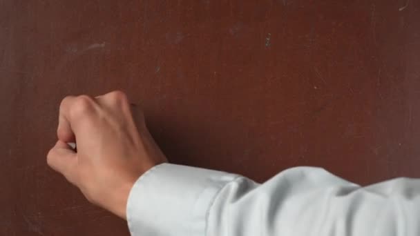 Υφή Καφέ Chalkboard Φόντο Αρσενικό Χέρι Που Γράφει Κέρδος Και — Αρχείο Βίντεο