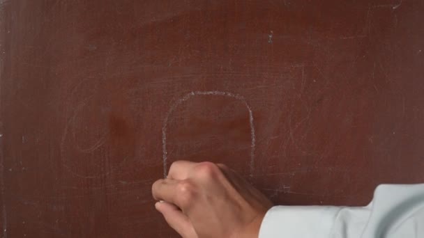 Getextureerde Schoolbordachtergrond Mannelijke Hand Tekent Een Abstracte Menselijke Figuur Met — Stockvideo