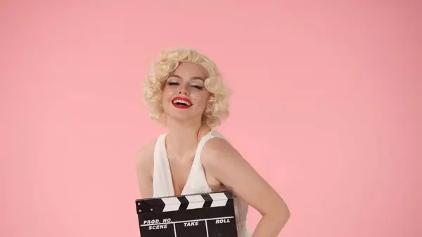 Frau Bild Von Marilyn Monroe Mit Einem Klappbrett Helle Frau — Stockfoto