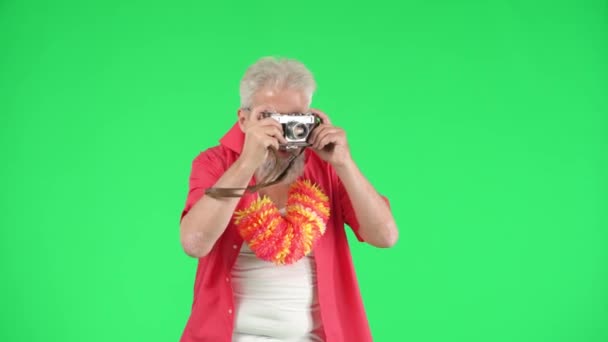 Yaratıcı Yaşlılar Modern Yaşam Tarzı Konsepti Yaşlı Hippinin Portresi Chroma — Stok video