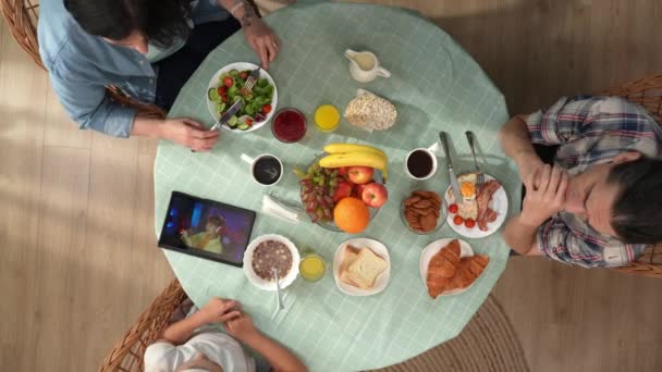 Relações Familiares Concepção Criativa Paternidade Manhã Sala Estar Top Vista — Vídeo de Stock