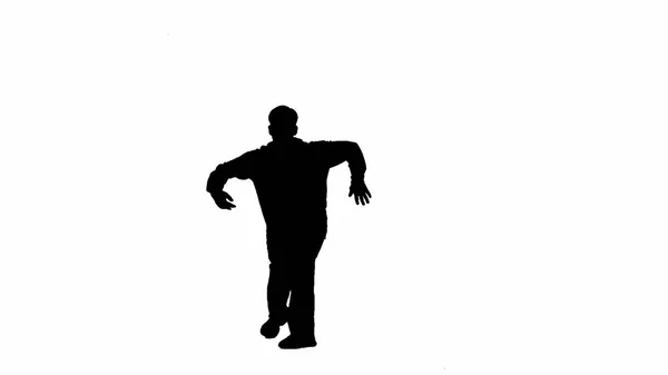 Silüet Çekimde Beyaz Arka Planda Çerçevelenmiş Bir Erkek Dansçı Tasvir — Stok fotoğraf