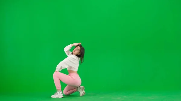 Coreografía Danza Moderna Concepto Publicidad Creativa Atractiva Mujer Top Blanco — Foto de Stock