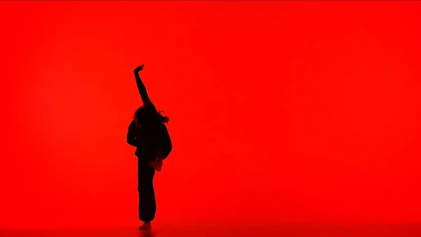 Moderni Luova Koreografia Tanssikonsepti Naistanssijan Muotokuva Houkutteleva Tyttö Siluetti Musta — kuvapankkivalokuva