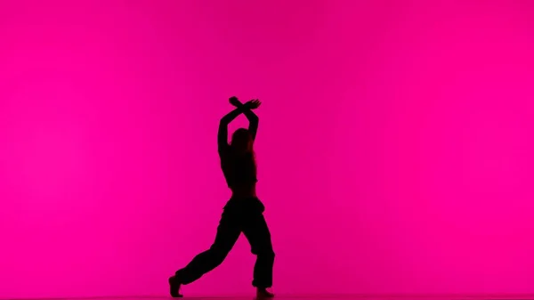 Moderna Coreografía Creativa Concepto Danza Retrato Bailarina Atractiva Silueta Niña — Foto de Stock