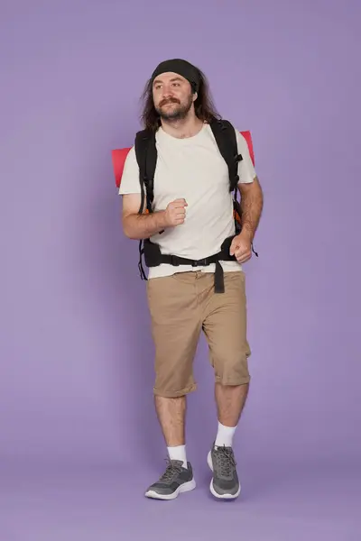 Tourism Active Leisure Time Advertisement Concept Portrait Male Traveler Man — Stock Photo, Image