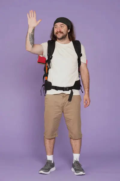 Tourism Active Leisure Time Advertisement Concept Portrait Male Traveler Man — Stock Photo, Image