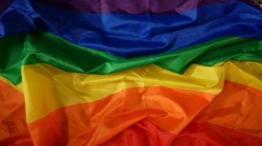 LGBT gurur bayrağının en iyi görüntüsü, promosyon klipiniz, reklamınız ve yaratıcı içeriğiniz için altı renkli gökkuşağı bayrağı arkaplanı. Eşitlik, aşk özgürlüğü, seks eğitimi.