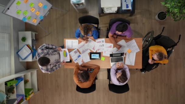 Office Teamwork Und Modernes Geschäftsprozess Kreatives Konzept Draufsicht Auf Die — Stockvideo